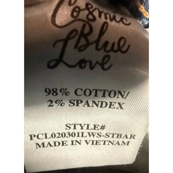 Cosmic Blue Love Jean Shorts Womens 14W Blue Denim Cotton Stretch Comfort Cuffed - Picture 8 of 10